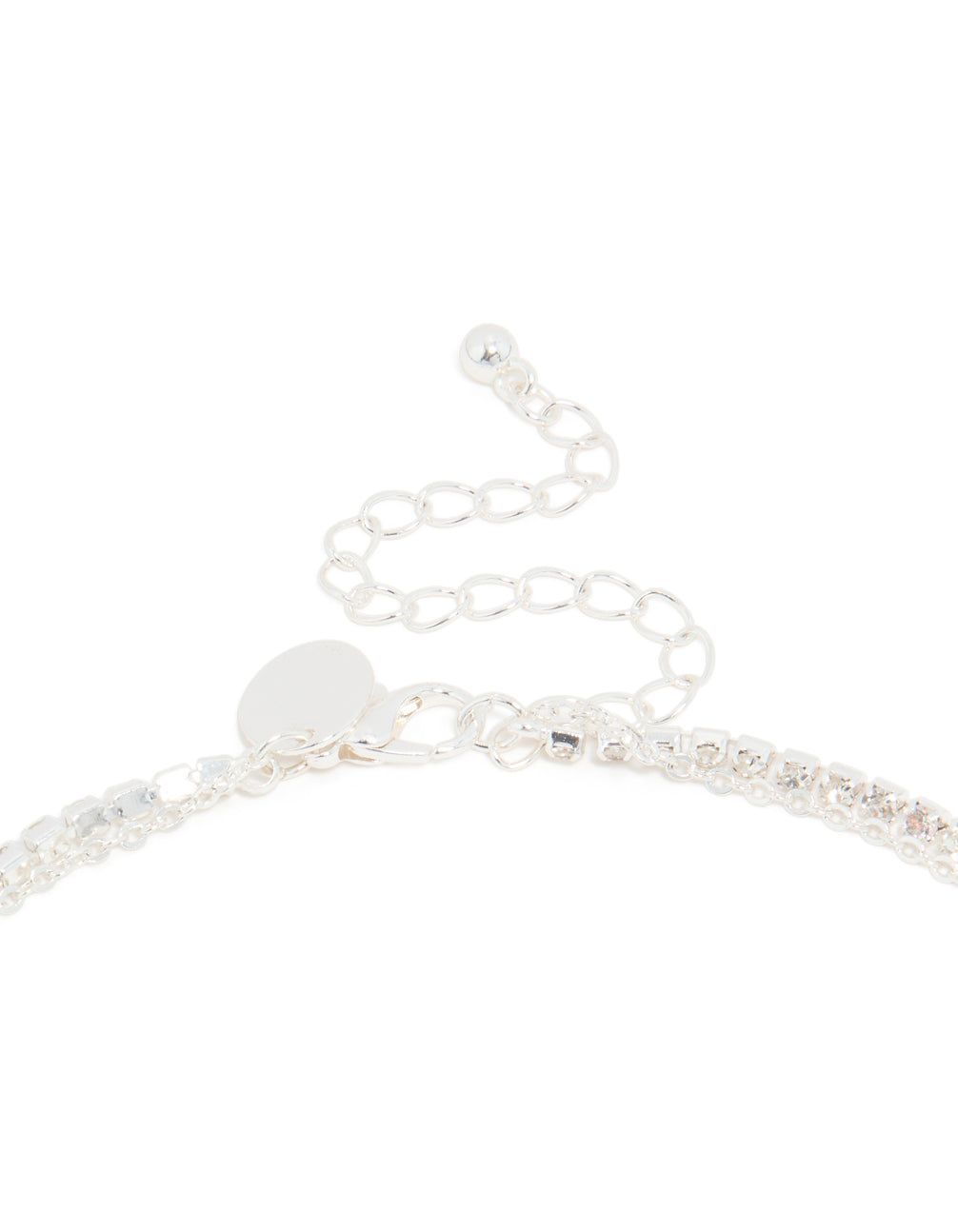 Silver Plated Cubic Zirconia Teardrop & Cup Chain Layered Necklace
