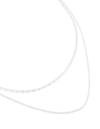 Silver Plated Cubic Zirconia Baguette & Chain Layered Necklace - link has visual effect only