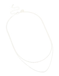 Silver Plated Cubic Zirconia Baguette & Chain Layered Necklace - link has visual effect only