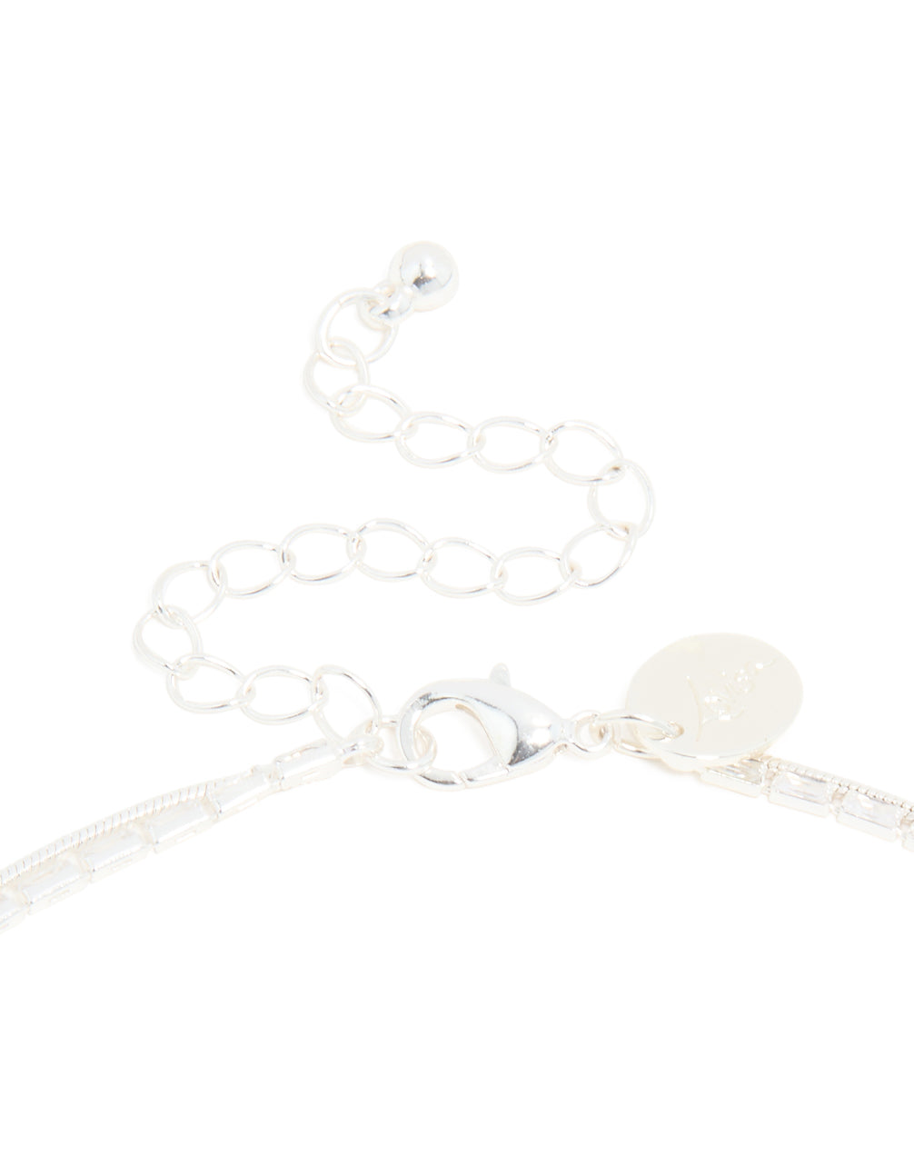 Silver Plated Cubic Zirconia Baguette & Chain Layered Necklace