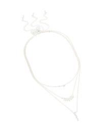 Silver Plated Cubic Zirconia Mixed Pendant Layered Necklace - link has visual effect only