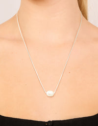 Silver Plated Freshwater Pearl Dainty Snake Chain Necklace - link has visual effect only