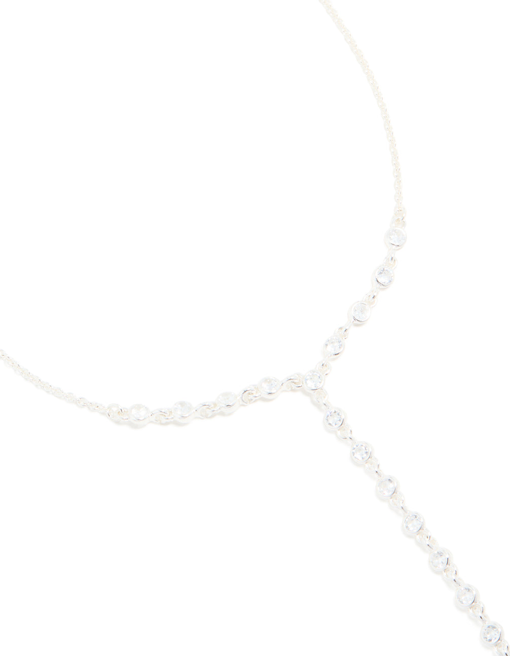 Silver Plated Cubic Zirconia Bezel Set Y-Necklace