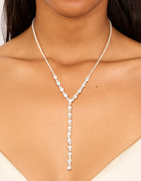 Silver Plated Cubic Zirconia Bezel Set Y-Necklace - link has visual effect only