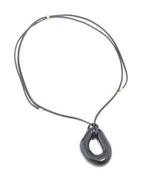 Black Acrylic Open Moltent Pendant Cord Necklace - link has visual effect only