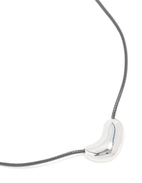 Waterproof Stainless Steel Pebble Pendant Cord Necklace - link has visual effect only