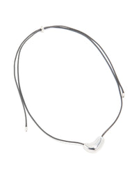 Waterproof Stainless Steel Pebble Pendant Cord Necklace - link has visual effect only