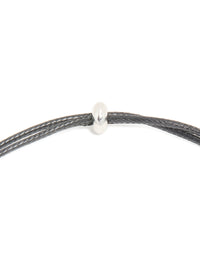 Waterproof Stainless Steel Pebble Pendant Cord Necklace - link has visual effect only