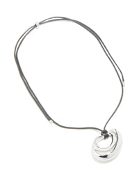 Waterproof Stainless Steel Open Molten Pendant Cord Necklace - link has visual effect only