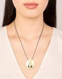 Waterproof Gold Plated Stainless Steel Dome Droplet Pendant Cord Necklace - link has visual effect only