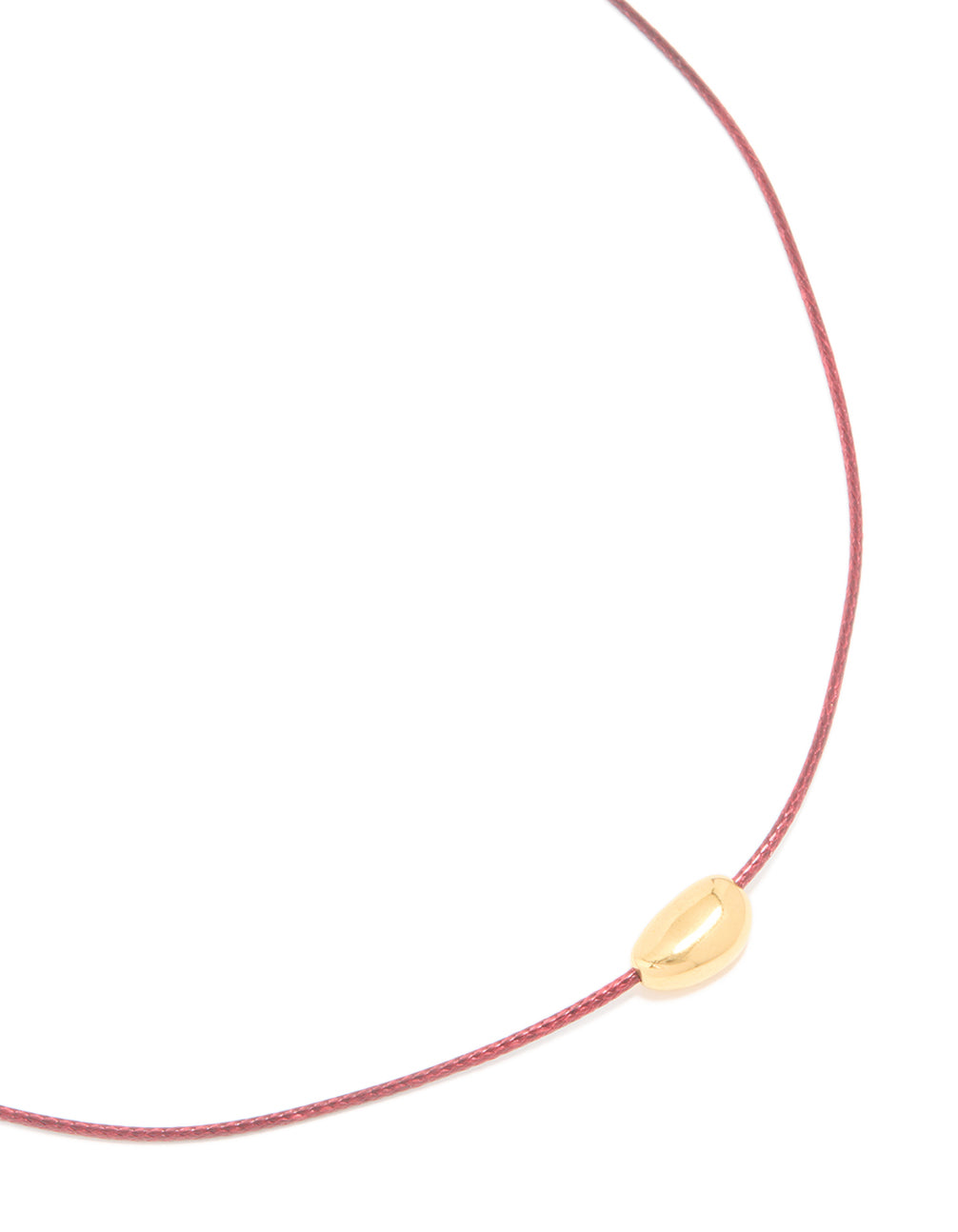 Waterproof Gold Plated Stainless Steel Miini Pebble Pendant Pink Cord Necklace