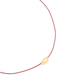Waterproof Gold Plated Stainless Steel Miini Pebble Pendant Pink Cord Necklace - link has visual effect only