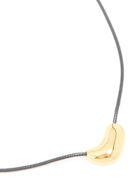 Waterproof Gold Plated Stainless Steel Pebble Pendant Cord Necklace - link has visual effect only