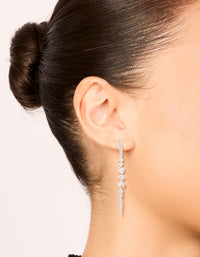 Silver Plated Cubic Zirconia Celestial Linear Earrings - link has visual effect only
