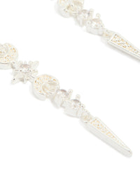 Silver Plated Cubic Zirconia Celestial Linear Earrings - link has visual effect only