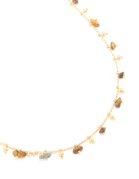 Gold Plated Tigers Eye Semi Precious Stone Short Necklace - link has visual effect only