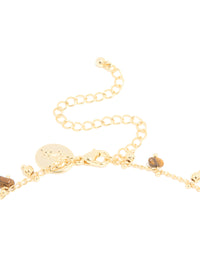 Gold Plated Tigers Eye Semi Precious Stone Short Necklace - link has visual effect only