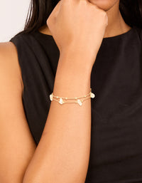 Gold Plated Clear Quartz Semi Precious Stone Layered Toggle Bracelet - link has visual effect only