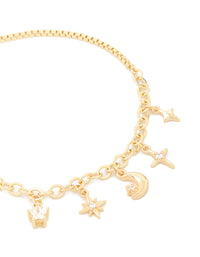 Gold Plated Cubic Zirconia Celestial Charms Toggle Bracelet - link has visual effect only