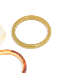 Gold Brown & Cream Acrylic Statement Large Bangles 3- Pack - link has visual effect only