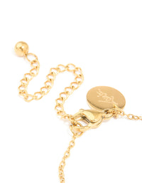 Waterproof Gold Plated Stainless Steel Diamante & Circle Link Chain Bracelet - link has visual effect only