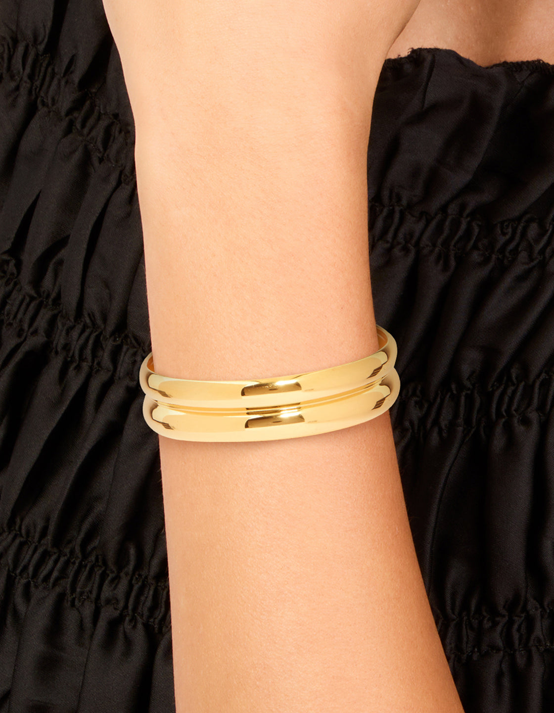 Waterproof Gold Plated Stainless Steel Thick Ribbed Wrist Cuff