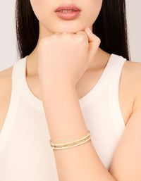 Waterproof Gold Plated Stainless Steel Diamante Roman Numeral Bangle - link has visual effect only