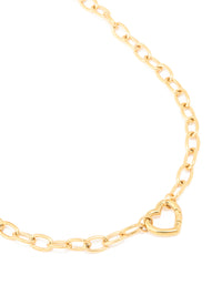 Waterproof Gold Plated Stainless Steel Heart Clasp Chain Necklace - link has visual effect only