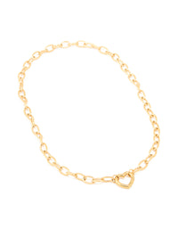 Waterproof Gold Plated Stainless Steel Heart Clasp Chain Necklace - link has visual effect only