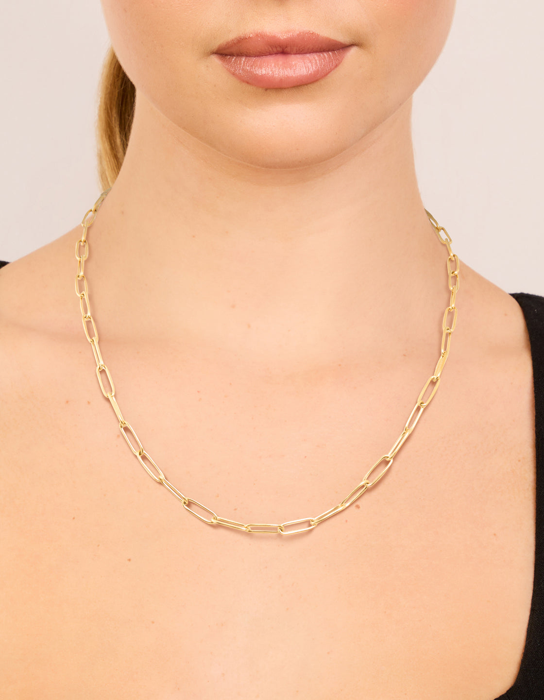 Waterproof Gold Plated Stainless Steel Fine Link Dainty Clasp Necklace