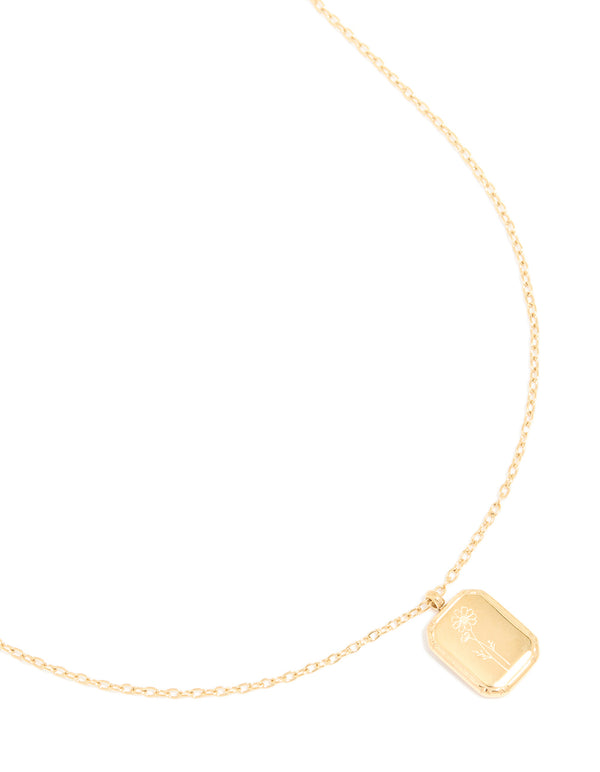 Waterproof Gold Plated Stainless Steel October Birth Flower Marigold Necklace