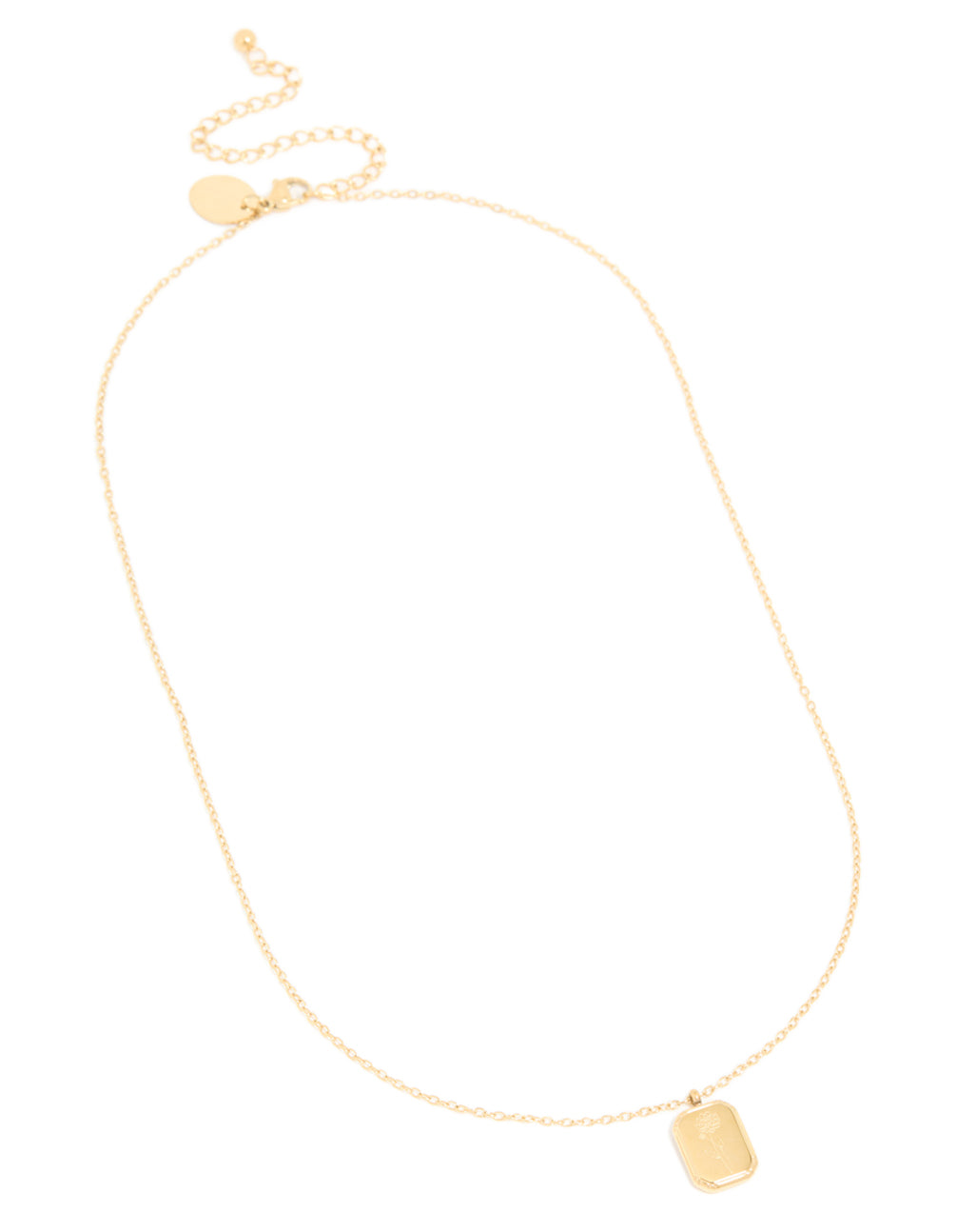 This waterproof gold plated stainless steel birth flower November chrysanthemum pendant necklace front view