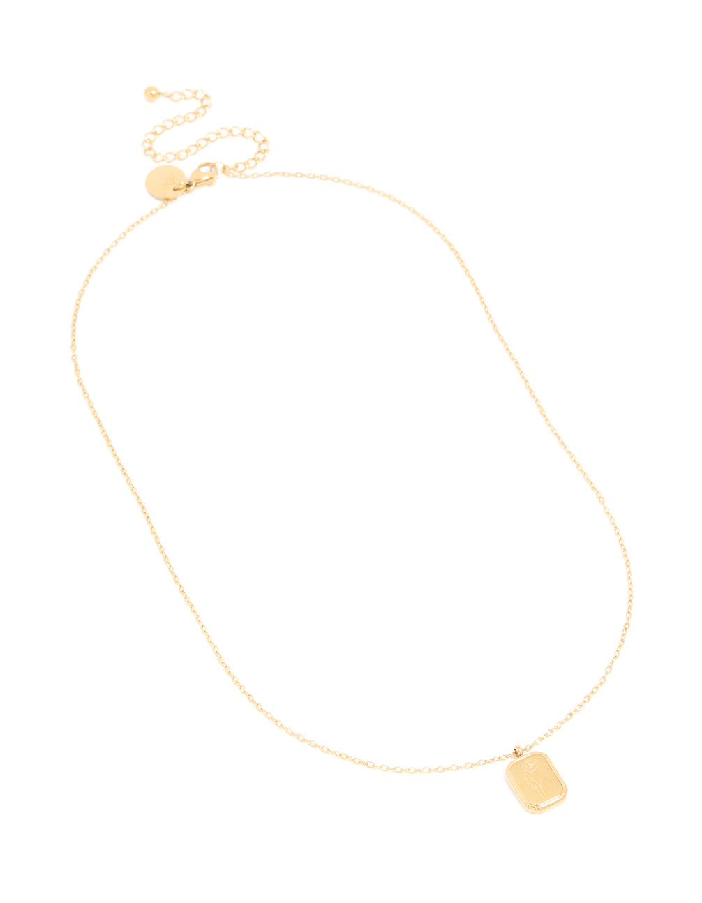 Elegant floral pendant necklace in waterproof gold plated stainless steel front view