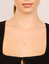 Waterproof Gold Plated Stainless Steel Letter E Dainty Pendant Necklace - link has visual effect only