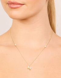 Waterproof Gold Plated Stainless Steel Letter M Dainty Pendant Necklace - link has visual effect only