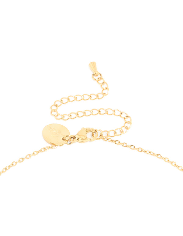 Waterproof Gold Plated Stainless Steel May Green Cubic Zirconia Birthstone Necklace & Earrings Set