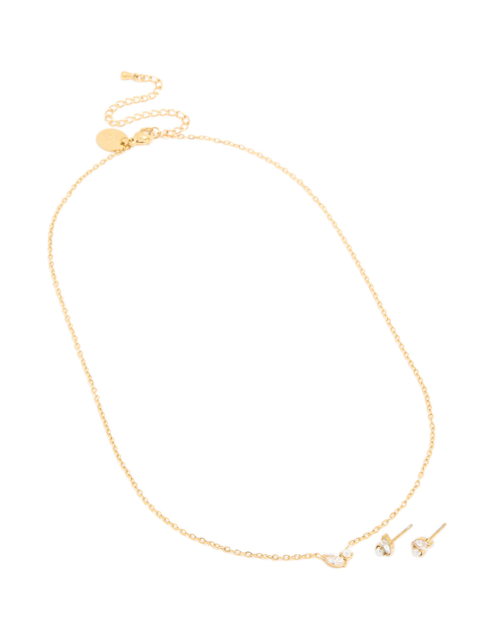 Waterproof Gold Plated Stainless Steel June Cubic Zirconia Birthstone Necklace & Earrings Set