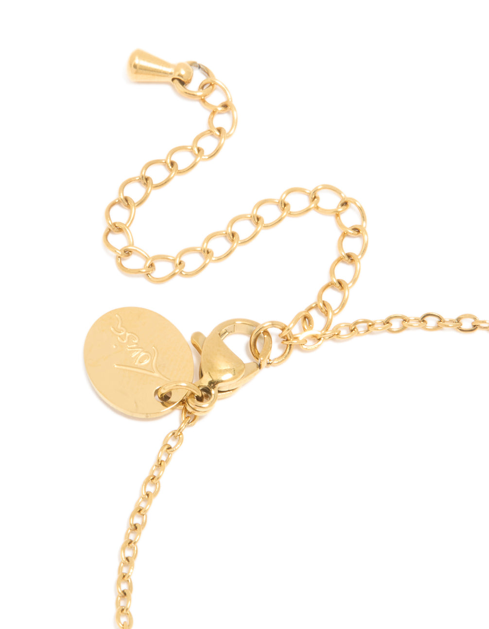 Detailed waterproof gold plated stainless steel July red cubic zirconia birthstone bracelet in dainty style closure detail view