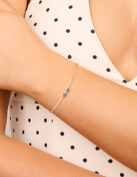 Waterproof Gold Plated Stainless Steel September Blue Cubic Zirconia Birthstone Bracelet - link has visual effect only