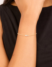 Waterproof Gold Plated Stainless Steel April Cubic Zirconia Birthstone Bracelet - link has visual effect only