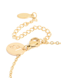 Presenting a waterproof celestial bracelet featuring gold plated stainless steel with cubic zirconia and star sign closure detail view - link has visual effect only