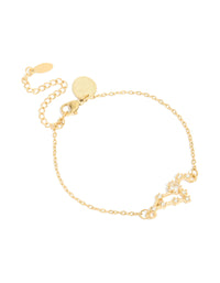 Elegant waterproof gold plated stainless steel cubic zirconia Leo zodiac bracelet featuring in statement style front view - link has visual effect only