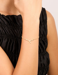 Waterproof Gold Plated Stainless Steel Cubic Zirconia Cancer Zodiac Sign Bracelet - link has visual effect only