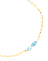 Waterproof Gold Plated Stainless Steel December Blue Cubic Zirconia Birthstone Bracelet - link has visual effect only