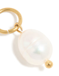 Waterproof Gold Plated Stainless Steel Pearl Charm - link has visual effect only