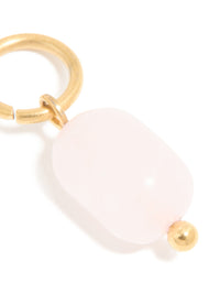 Waterproof Gold Plated Stainless Steel Rose Quartz Semi Precious Stone Charm - link has visual effect only