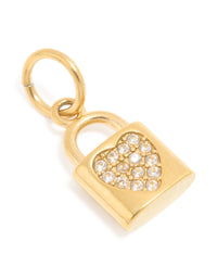 Waterproof Gold Plated Stainless Steel Cubic Zirconia Heart Locket Charm - link has visual effect only