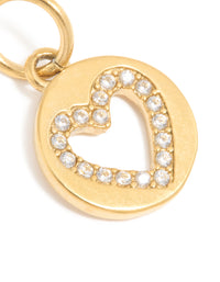 Waterproof Gold Plated Stainless Steel Cubic Zirconia Open Heart Disc Charm - link has visual effect only
