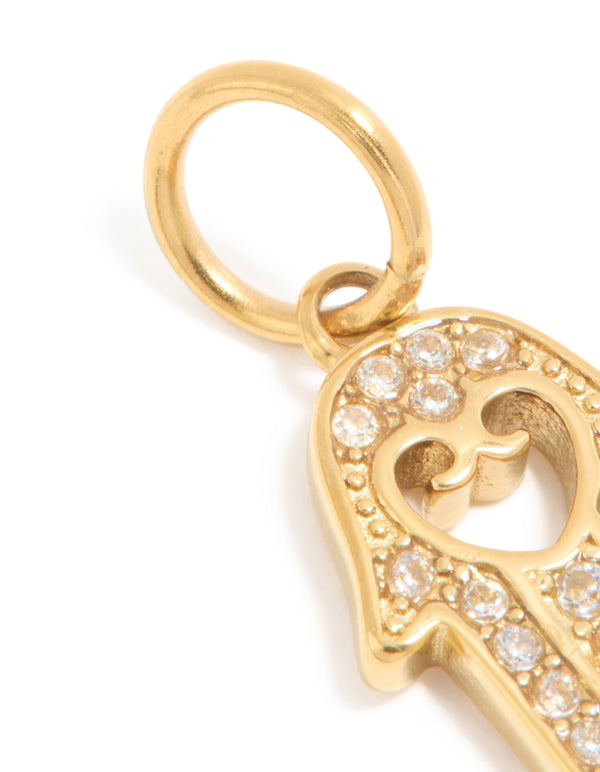 Waterproof Gold Plated Stainless Steel Filigree Hamsa Hand Charm