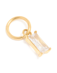 Waterproof Gold Plated Stainless Steel Cubic Zirconia Baguette Charm - link has visual effect only